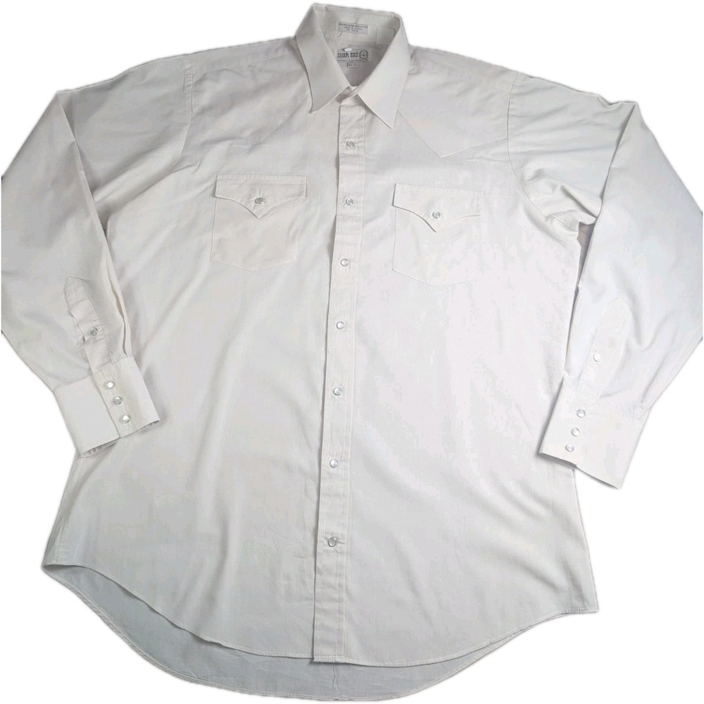 Vintage Sheplers Western Shirt Men's 16.5 37 Tall White Pearl Snap Cowboy Rodeo